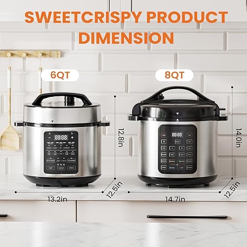 Miniatura 8 de Sweetcrispy Olla a presión eléctrica 12 en 1 de 6 cuartos de galón, olla de cocción lenta, arrocera, vaporera, salteado, sopa, yogur, calentador,