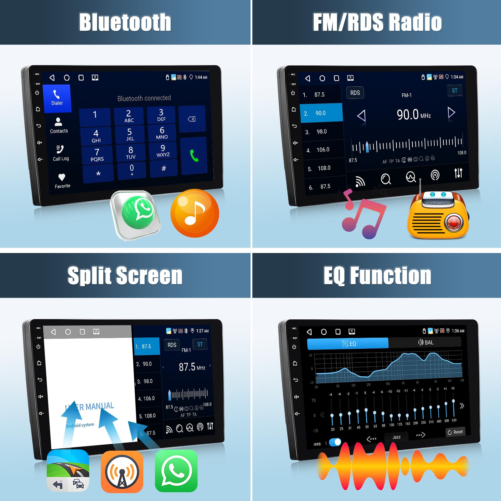 CAMECHO 4+64G 7 Pulgadas Autoradio Android 15 para Toyota Corolla E120 E130 2000-2007 y BYD F3 2006-2013, Radio Bluetooth con CarPlay Inalámbrico Android Auto FM RDS GPS Wi-Fi + Cámara Trasera