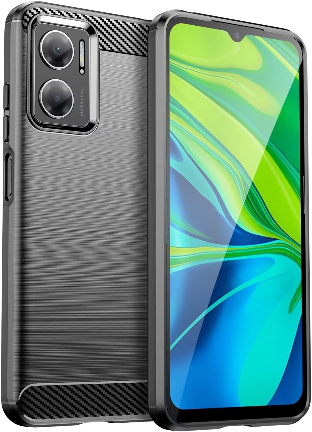Case for Redmi 10 5G Case, Redmi Note 11E 5G/Redmi 10 Prime+ 5G/Redmi 11 Prime 5G Case, Slim Thin Carbon Fiber Phone Case TPU Back Cases Shockproof Protective Cover for Xiaomi Redmi 10 5G Black