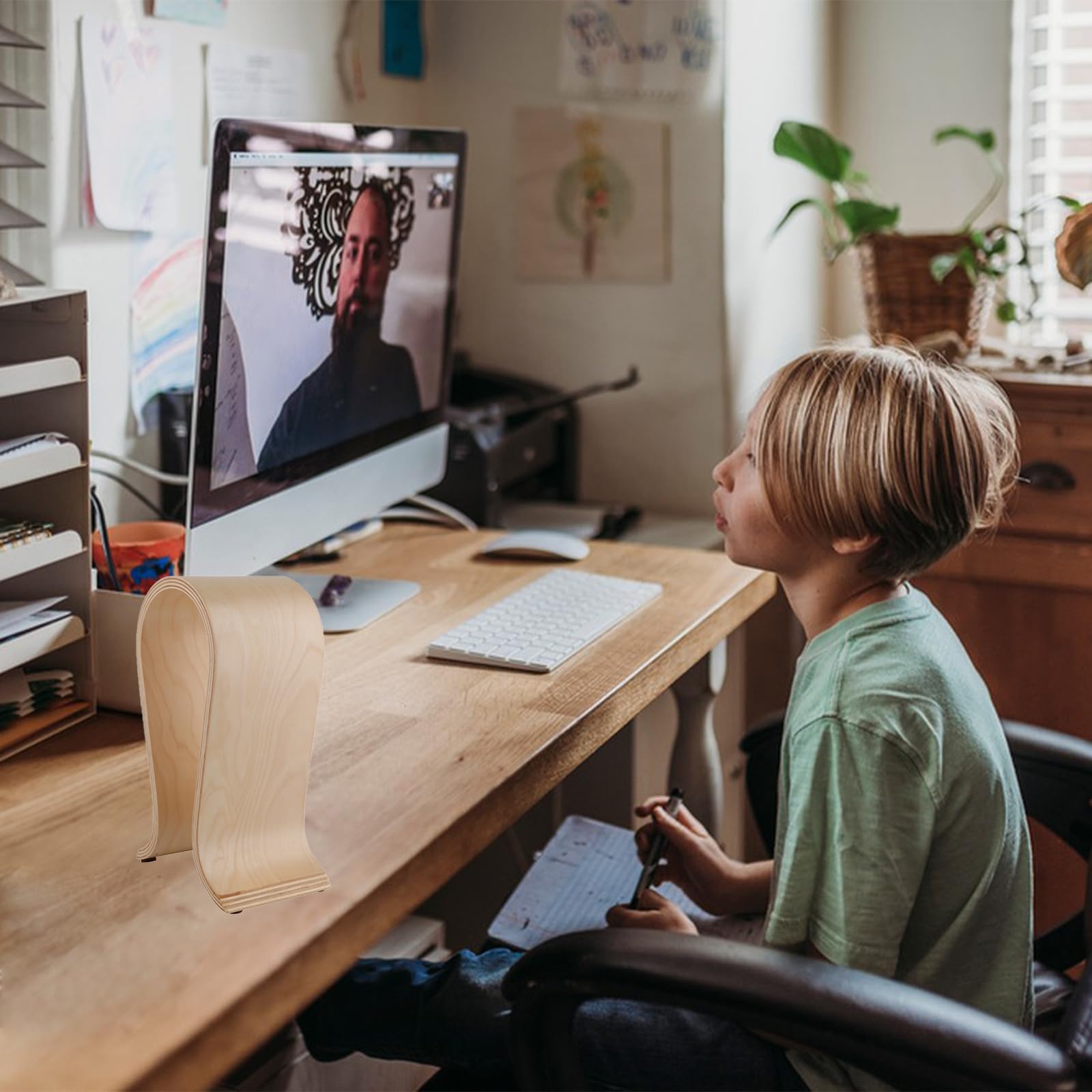 Portacuffie In Legno Bianco - Supporto Universale Per Cuffie Cablate E Wireless, Design A U, Base Antiscivolo - Foto 12
