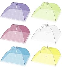 Aimeke 6 Pièces Cloche Alimentaire Pliable Couvercle Nourriture Anti-Mouche Maille Aliments Tente Anti-Insectes pour Barbecue Pique-Nique Aliments (6 Couleurs)