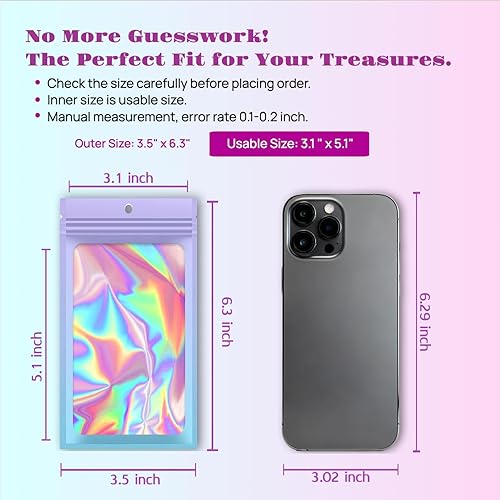 Miniatura 2 de 100 bolsas de Mylar resellables, bolsas a prueba de olores con ventana transparente para almacenamiento de alimentos, embalaje de recuerdos de