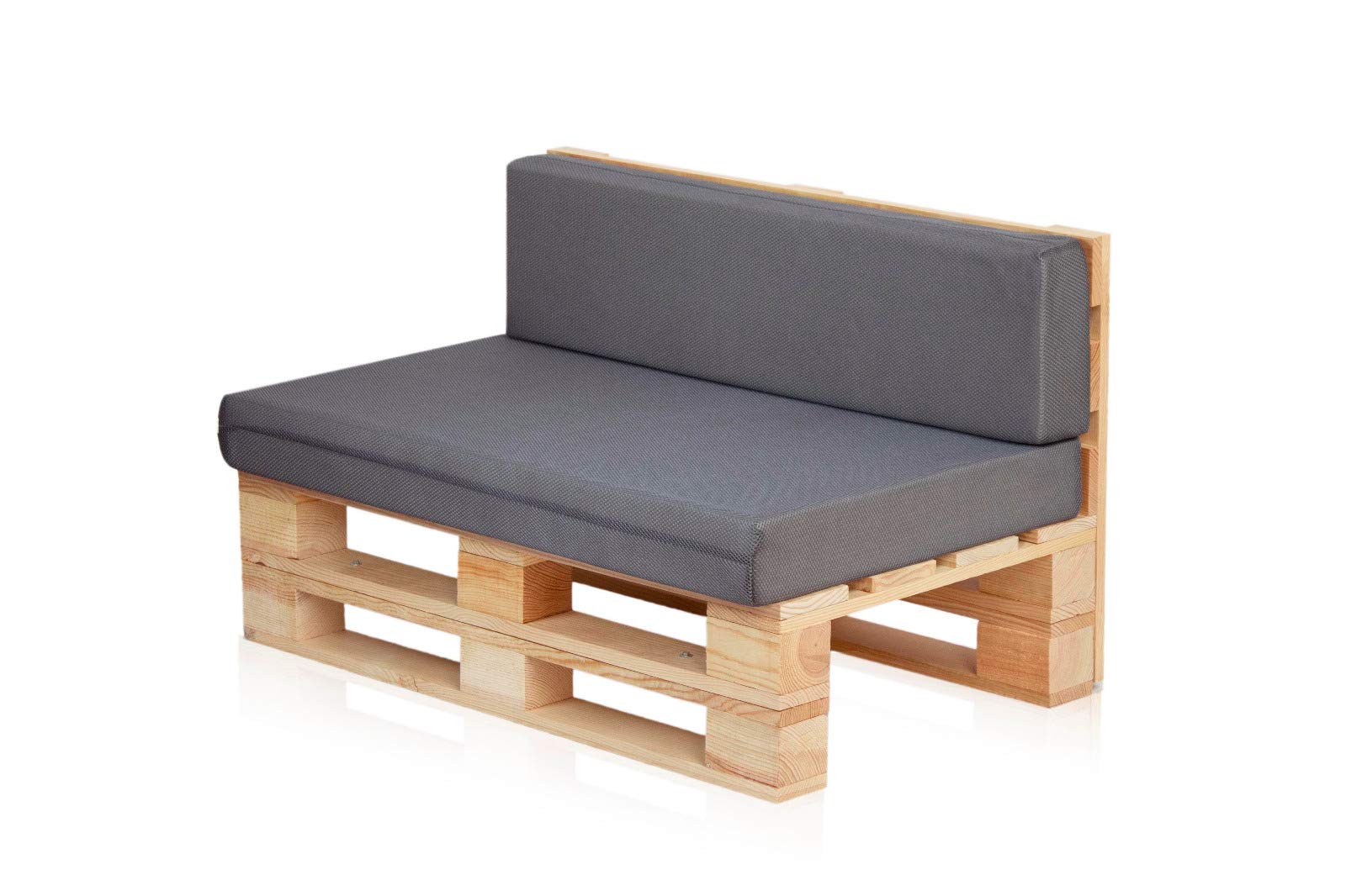 Conjunto Sofa DE PALETS + Set Cojines (Asiento + Respaldo) (120X60, Gris Transpirable)