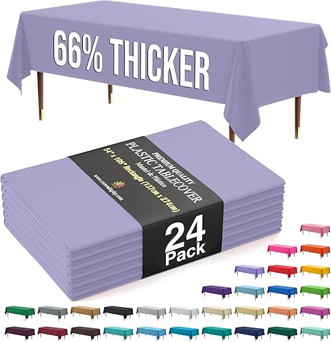 Miniatura 41 de Party Solids Mantel rectangular de plástico de alta calidad, 66% más grueso, 0.5 mil, paquete de 12 manteles color azul claro de 54 x 108 pulgadas,
