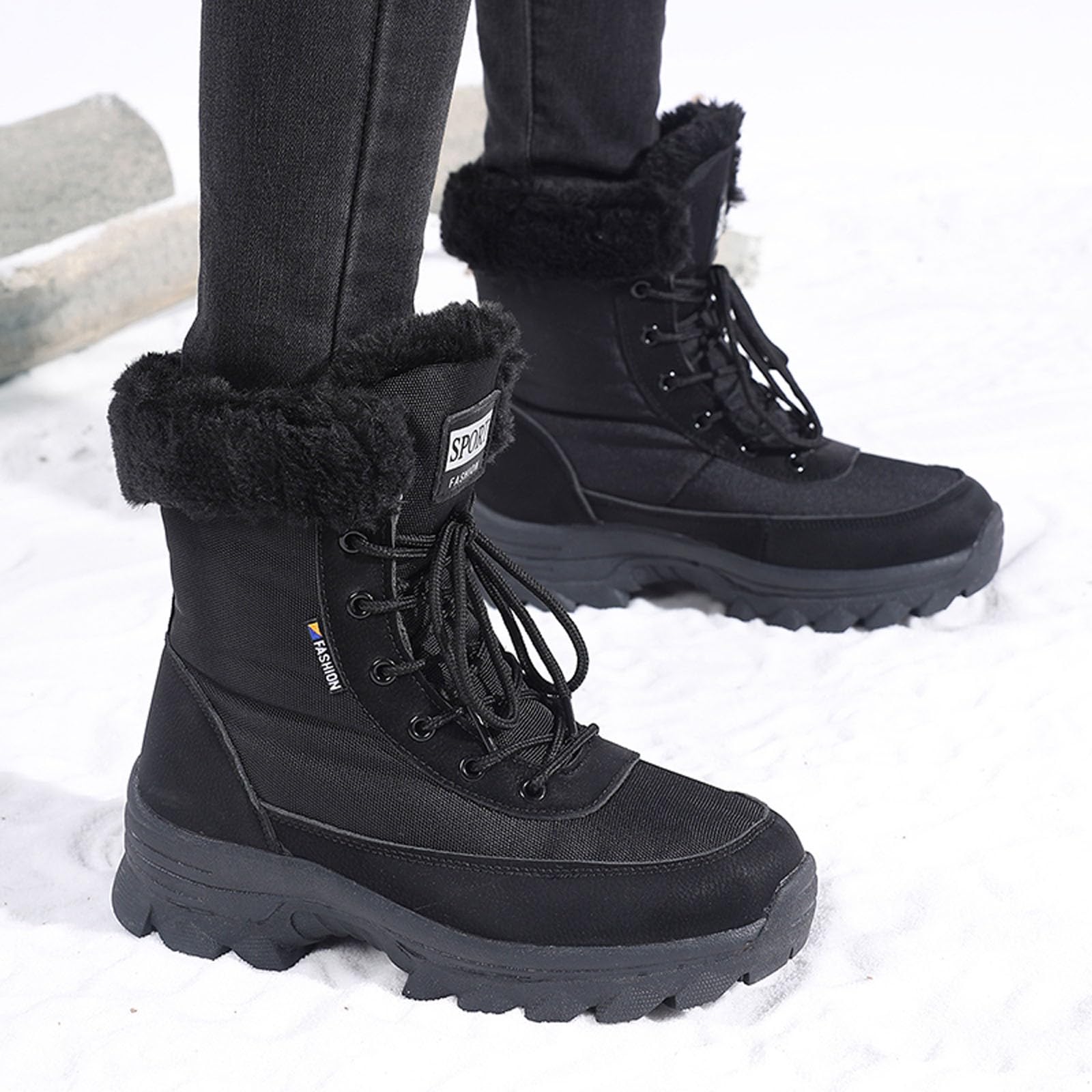 Snowboot DamenPflegeleichte Damen-Winterschuhe für kaltes Wetter mit Rutschfester Sohle warmem Innenfutter stilvolle Stiefeletten für Schnee Frost