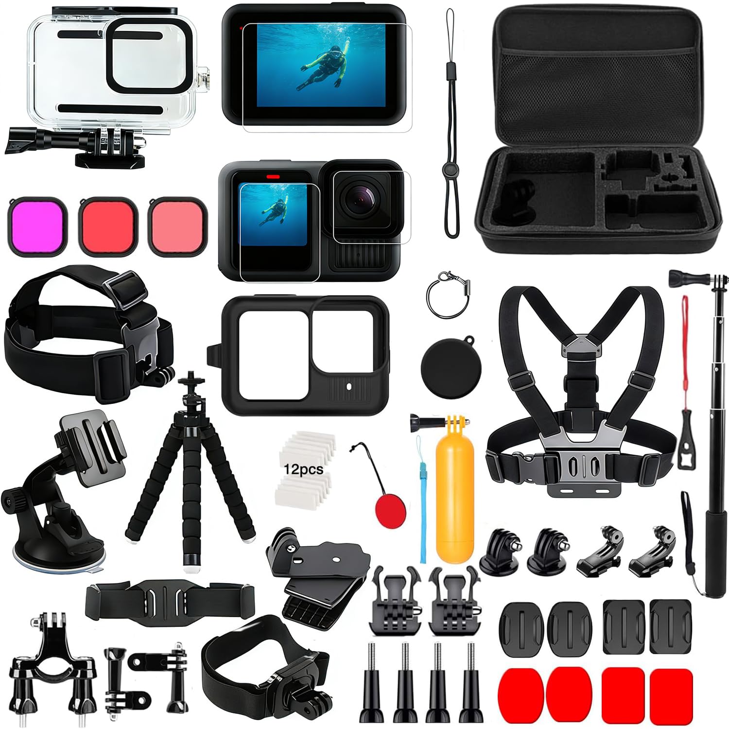 Accessoires pour GoPro Hero 13 Black, Saprdii Housse de Protection étanche, boîtier étanche, Accessoires de plongée, Filtre, Accessoires de Protection au Quotidien pour GoPro Hero 13