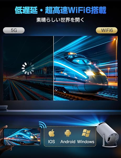 プロジェクター 家庭用 小型【2026進化モデル・4K対応・HDR高ダイナミック画質】27000LM 270°回転 高輝度 1080P 天井投影 Wi-Fi6 大画面 Android TV搭載 Bluetooth5.4 HiFiスピーカー 自動台形補正 ズーム機能 短距離投影 軽量 静音 HDMI/スマホ/PC/DVDなどに対応 プレゼントに最適 ホームシアター - 4
