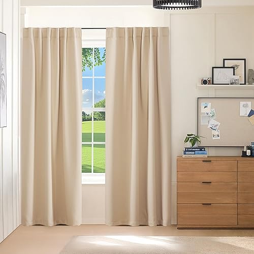 PONY DANCE Cortinas opacas para dormitorio, con pestaña trasera y bolsillo para barra, cortinas con aislamiento térmico, cortinas de oscurecimiento