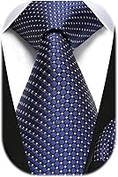 HISDERN Men's Extra Long Silk Blend Plaid Tie & Pocket Square Set - 63 Inch Checkered Necktie for Business Wedding Formal