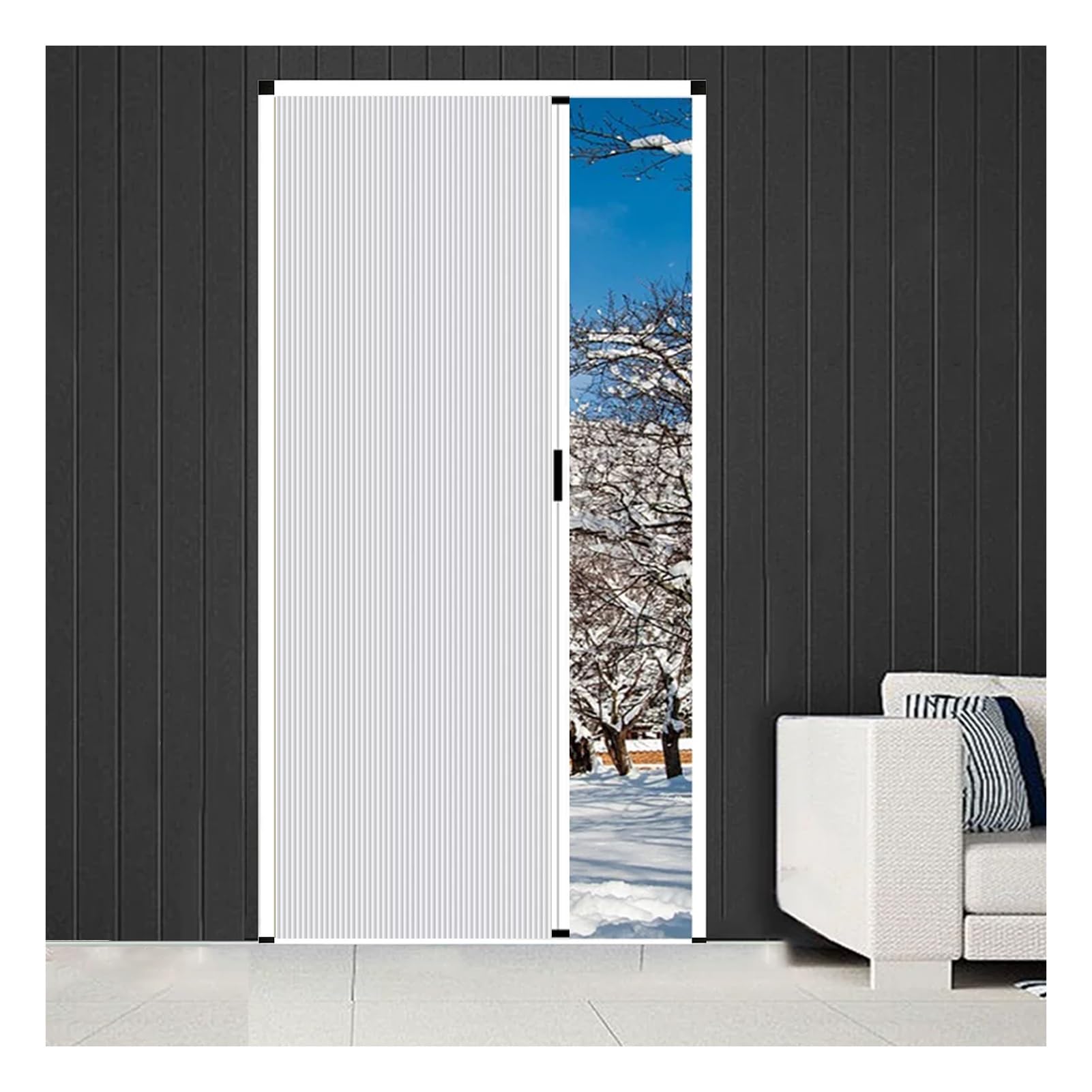 Renter Friendly No Drill Accordion Door, Tool-Free Honeycomb Fabric Room Divider for Rental Apartment Closet & Small Pantry(White,80x220CM)