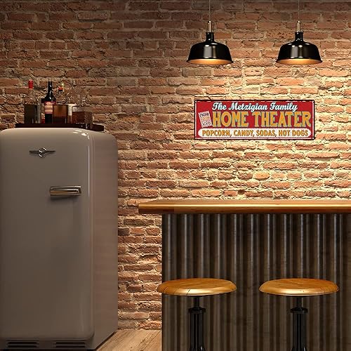 Miniatura 6 de Letrero personalizado de cine en casa para sala de cine, decoración de pared, placa decorativa de 6 x 18 pulgadas, metal de alto brillo 206180100001
