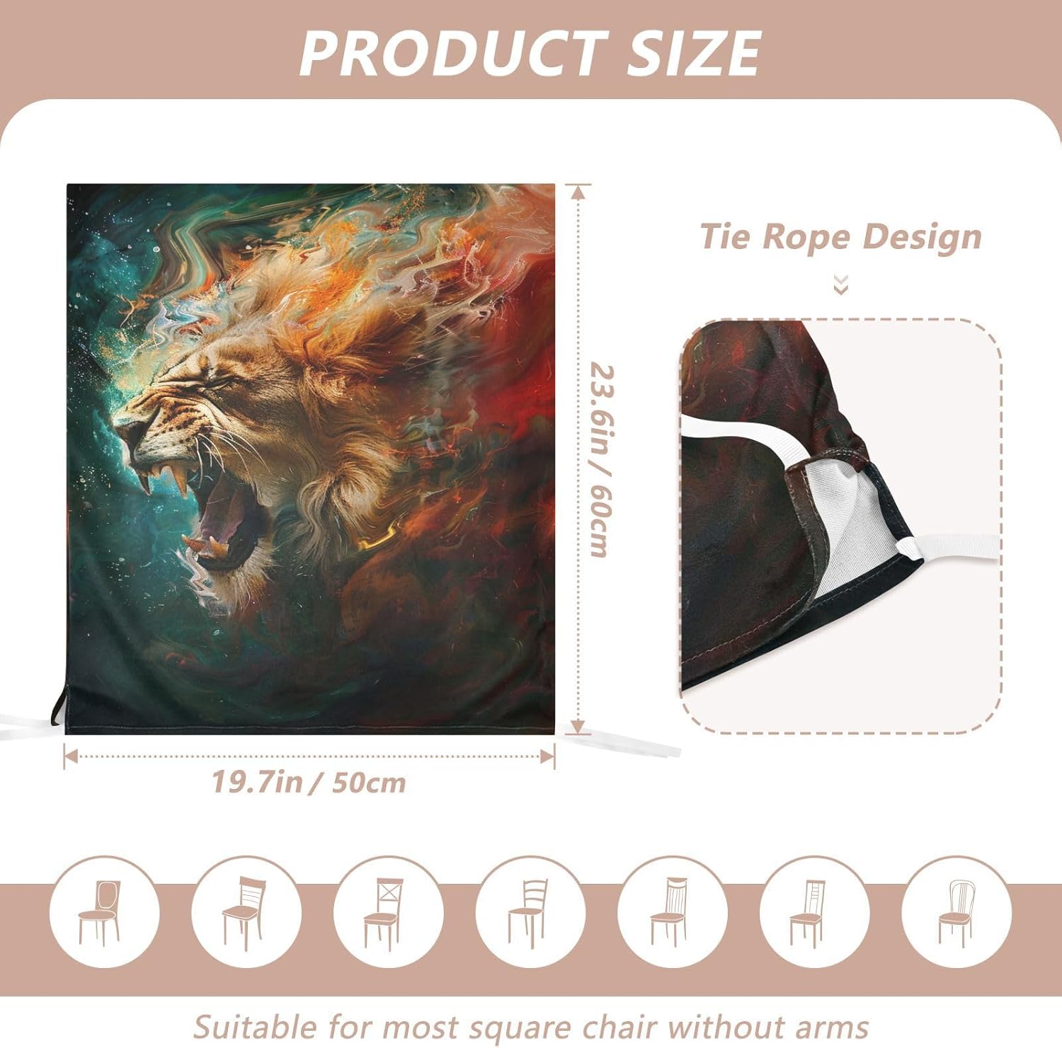 ALAZA Vintage Roar Lion Chair Back Cover Set of 6, Washable Reusable Removable Chair Slipcovers Decorative Chair Cover for Home Kitchen Wedding Party