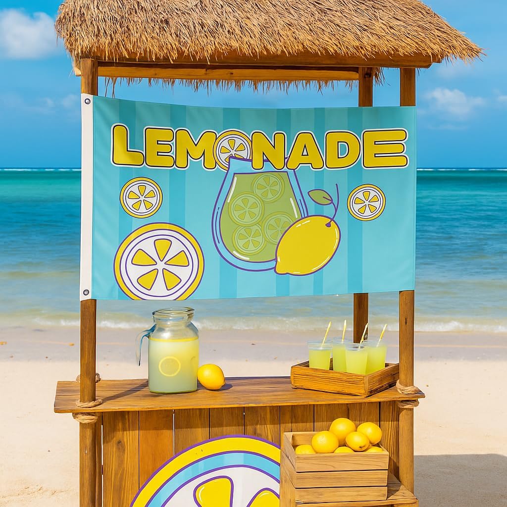 Lemonade Flag - Lemonade Banner - Lemonade Sign for Decorations, Business and House, Advertising, Indoor and Outdoor - 3x5 Flag Banner Polyester 100D with Brass Grommets