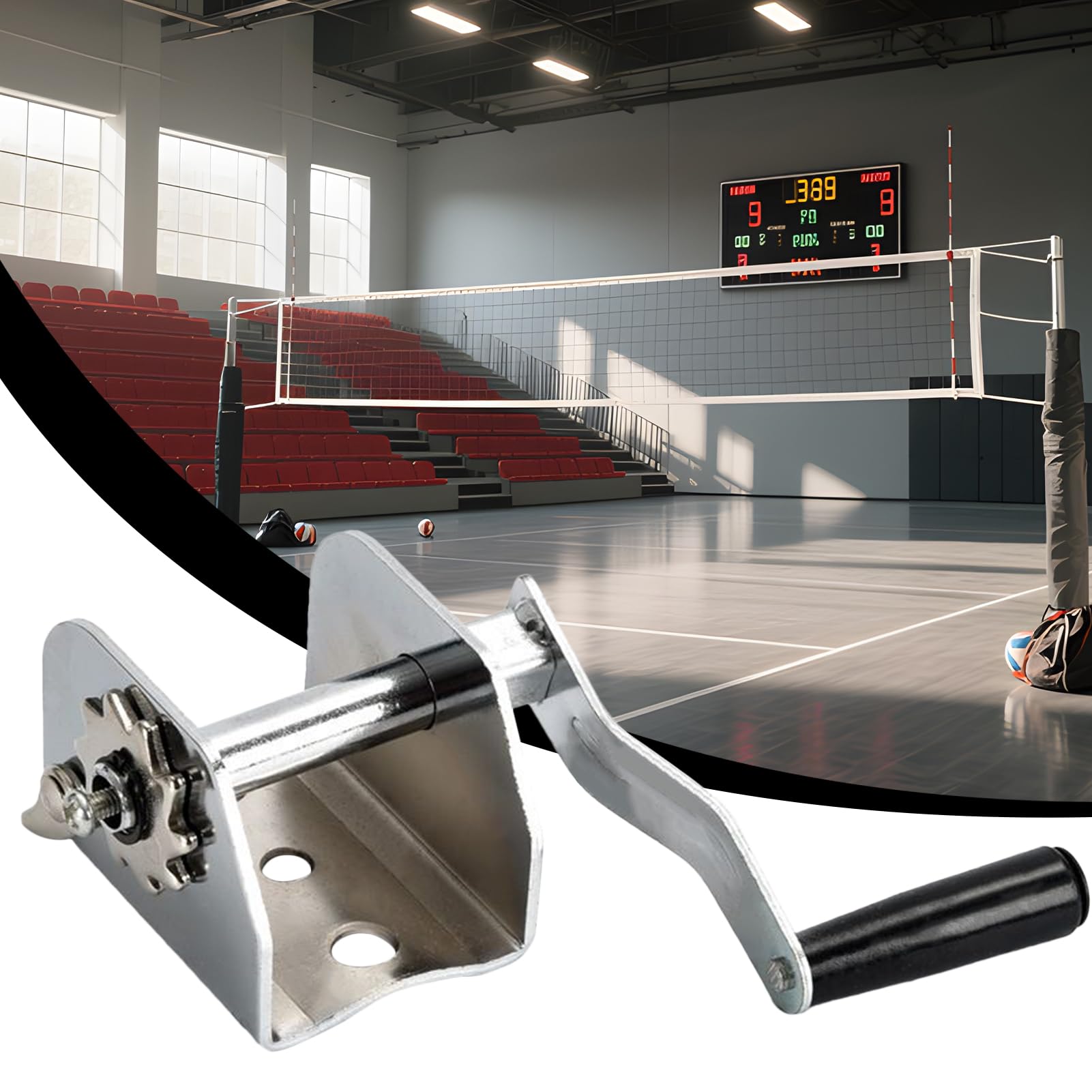 Red de voleibol – tensor de manivela para red de voleibol | cabrestante de metal para entrenamiento al aire libre escuela gimnasio tenis competición — view 7