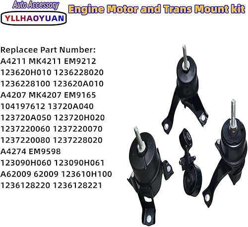 Miniatura 38 de Juego de 3 piezas de montaje de motor compatible con 2006 2007 2008 2009 Fo-rd Fusion 2.3L/3.0L Mercury Milan A5473 A5381 A5474