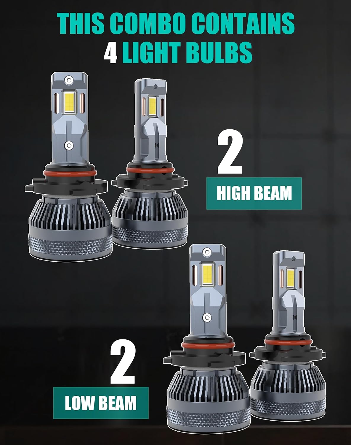 LED Bulbs Combo Compatible with Honda Civic 2004 2005 2006 2007 2008 2009 2010 2011 2012 2013 2014 2015, 9005 High Beam 9006 Low Beam, 70W 30000Lm 6500K, 2 Thermally Conductive Copper Tubes, 4-Pack