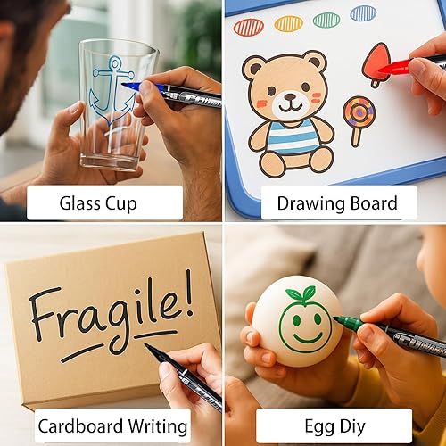 Miniatura 5 de Marcadores permanentes de doble punta, paquete de 4, punta fina y ultrafina, marcadores permanentes de punta fina, secado rápido, funciona en