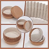Vista 2 de Uiifan - Moldes desechables redondos para cupcakes, moldes de papel para hornear, envoltorios de papel para cupcakes, moldes de papel aptos