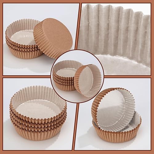 Miniatura 2 de Uiifan Forros desechables redondos para cupcakes, papel para hornear, envoltorios de papel para magdalenas, microondas, horno, molde para aperitivos
