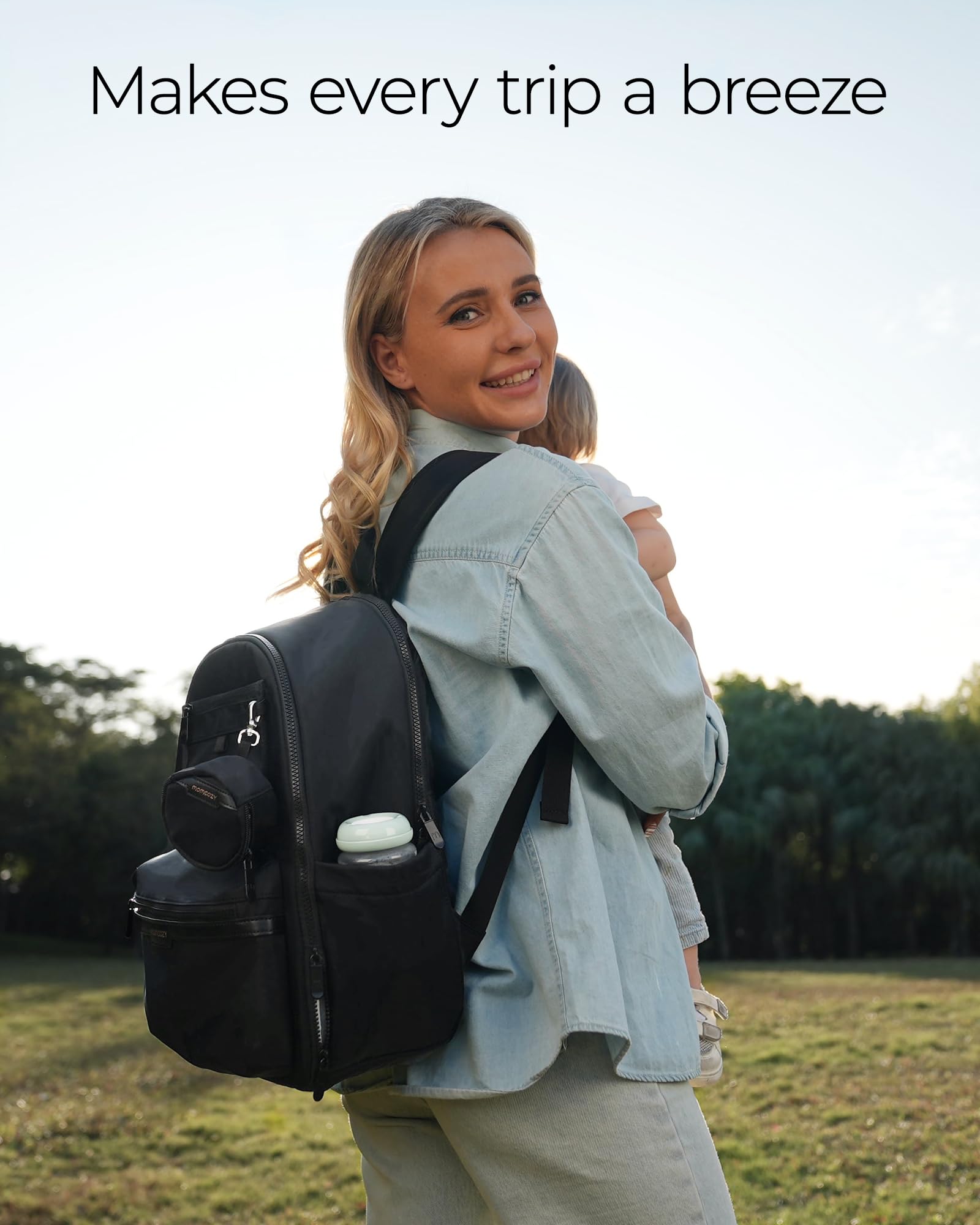 Momcozy GoEase Diaper Bag - Stylish, Durable & Waterproof Baby Bag with Multi-Pockets, Laptop Compartment, Changing Pad & Stroller Straps, Travel Baby Essentials for Moms,Dads,Work, Maternity