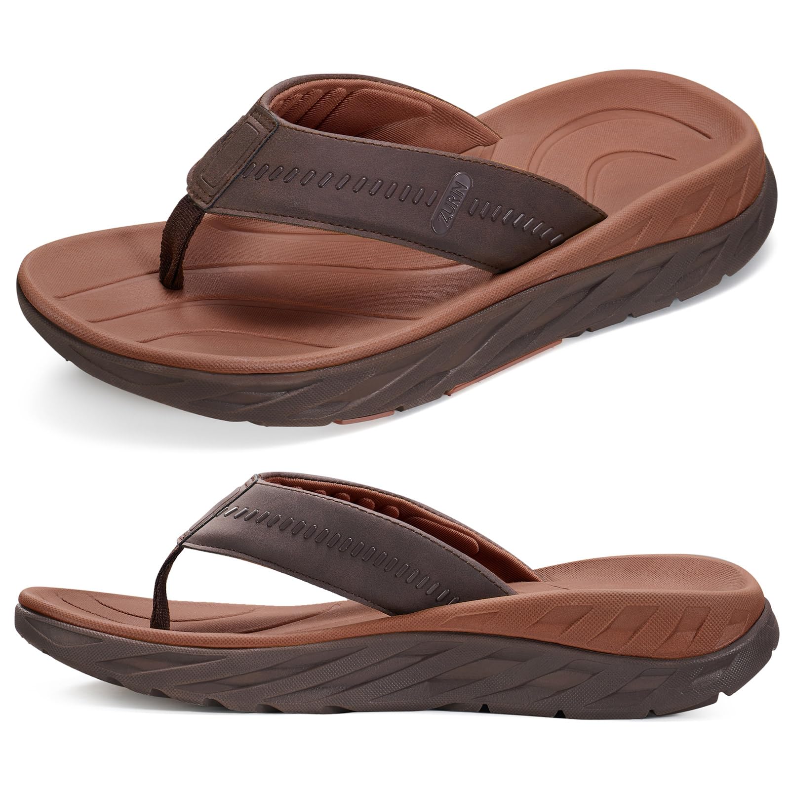 ZURIN Mens Orthotic Flip Flops Recovery Sandals Slides for Men，Comfort Thong Sandals with Plantar Fasciitis Arch Support Thick Athletic Cushion for Sports Exercise Walking Beach Indoor Outdoor — view 10