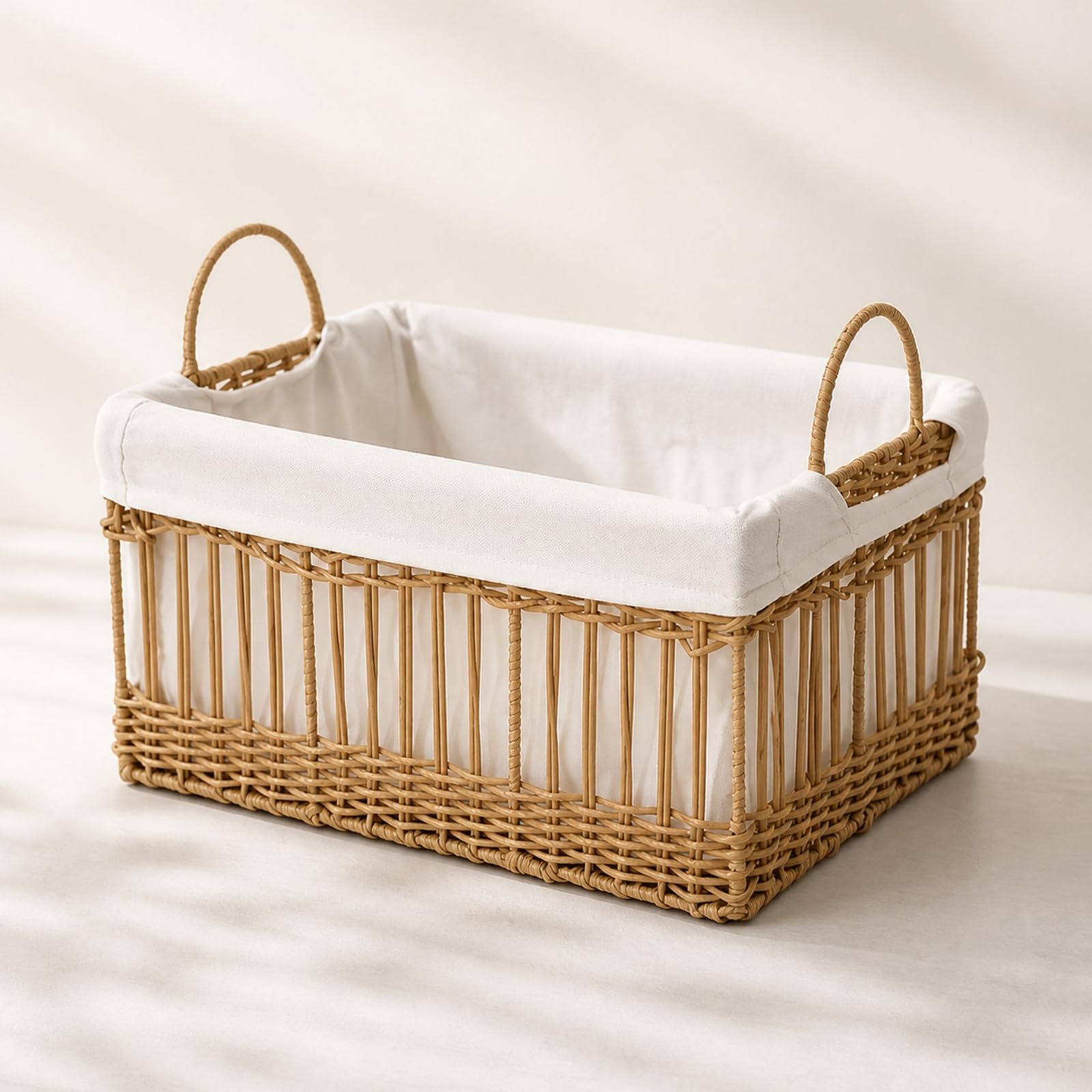 KESOTO Tejida con Transpirable | Lavable, Almacenamiento, Resistente, Cesta Baño, para Estanterías, 40x28x20cm, Cesta Tejida Forrada