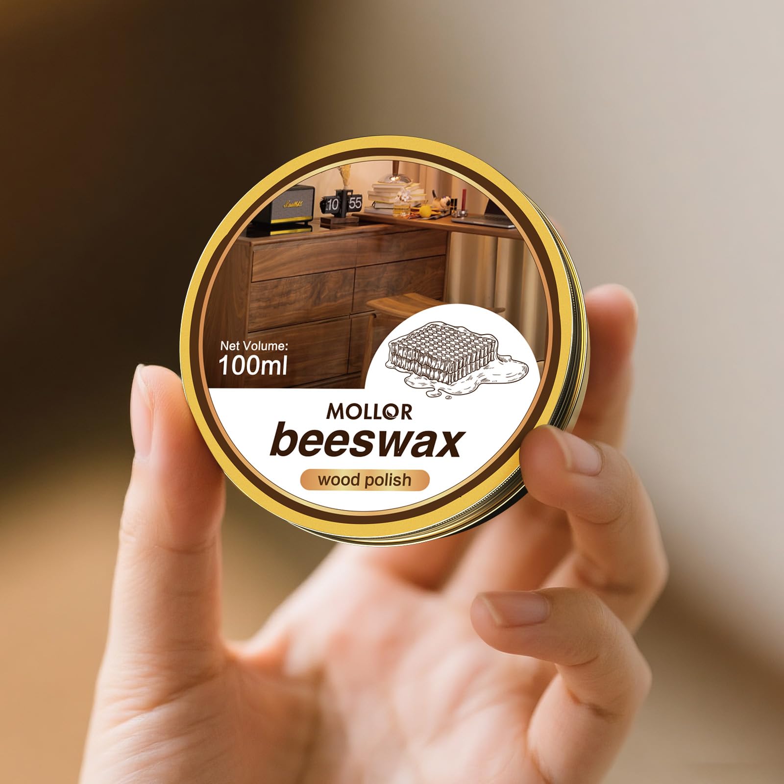 Non-Toxic Wood Wax for Furniture - 100% Natural Chalk Paint Wax for Sealing & Protecting Painted and Raw Wood Surfaces, Wooden Floors & More - Clear Protective Finish, 3.5 Oz (Includes Tools)