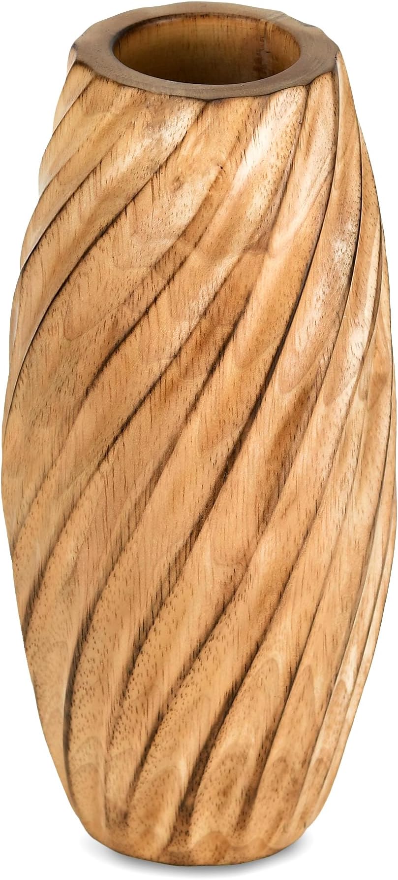 AeraVida 8.2 inch Timeless Handmade Modern Rustic Spiral Light Brown Mango Tree Wood Vase for Home | Natural Wooden Home Decor - Modern Farmhouse | Kitchen Table Counter-top Accent Decor