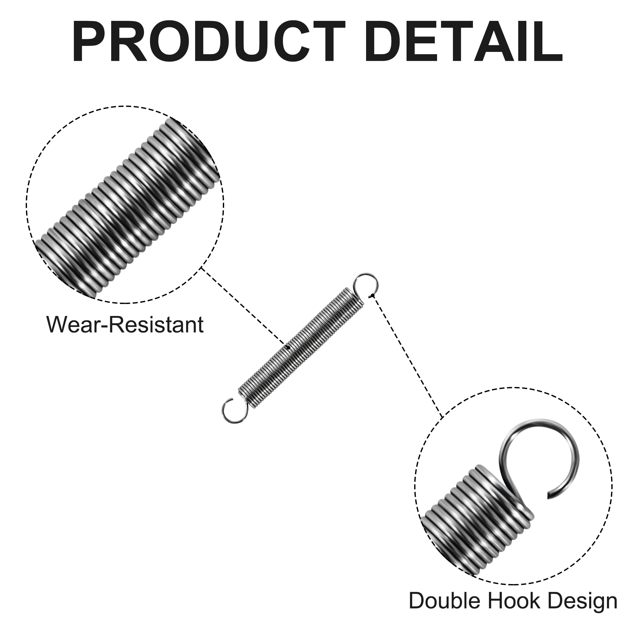 Zugfedern Mit Haken 2,6x20x100mm - Klavierdraht Federn 15,3kg Maximalkraft