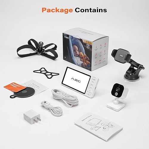 Miniatura 8 de A2C Cámara inalámbrica para automóvil de bebé, monitor de bebé alimentado por USB para asiento trasero y hogar, pantalla de visión nocturna