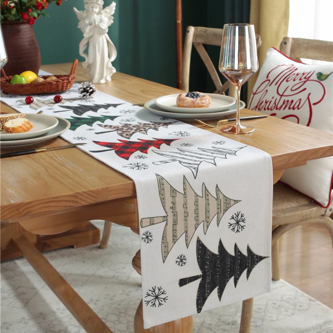 Amazon｜YQkasj 赤 テーブルランナー クリスマス 北欧 カラー モダン