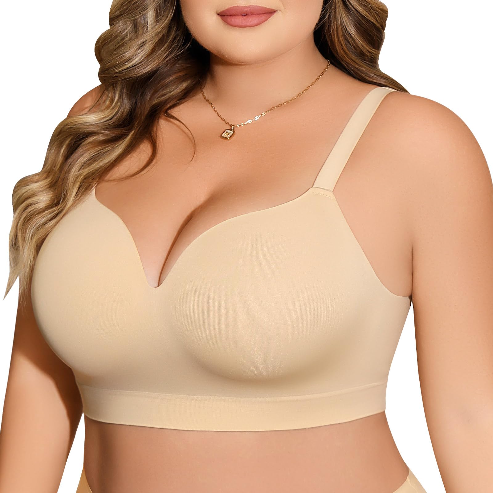 XJBTBA Biustonosze push-up dla kobiet Bez fiszbin Bez fiszbin Bez fiszbin Wsparcie Komfortowe biustonosze do spania dla pań Miękka koszulka Biustonosz bez fiszbin Regular i Plus Size