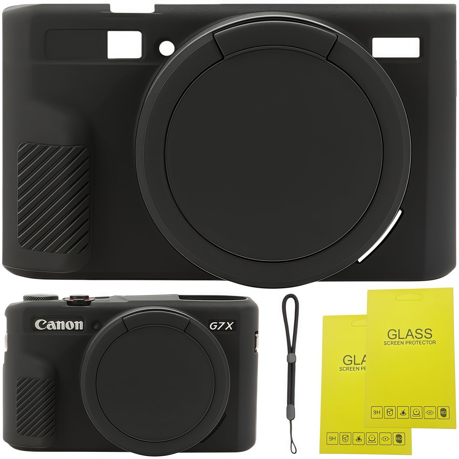 SZHSYJY G7X Mark II case,G7X Removable Lens Cover Silicone Cover for Canon PowerShot G7X ii,Comes with 2 Screen Protectors and 1 Wrist Strap.G7X