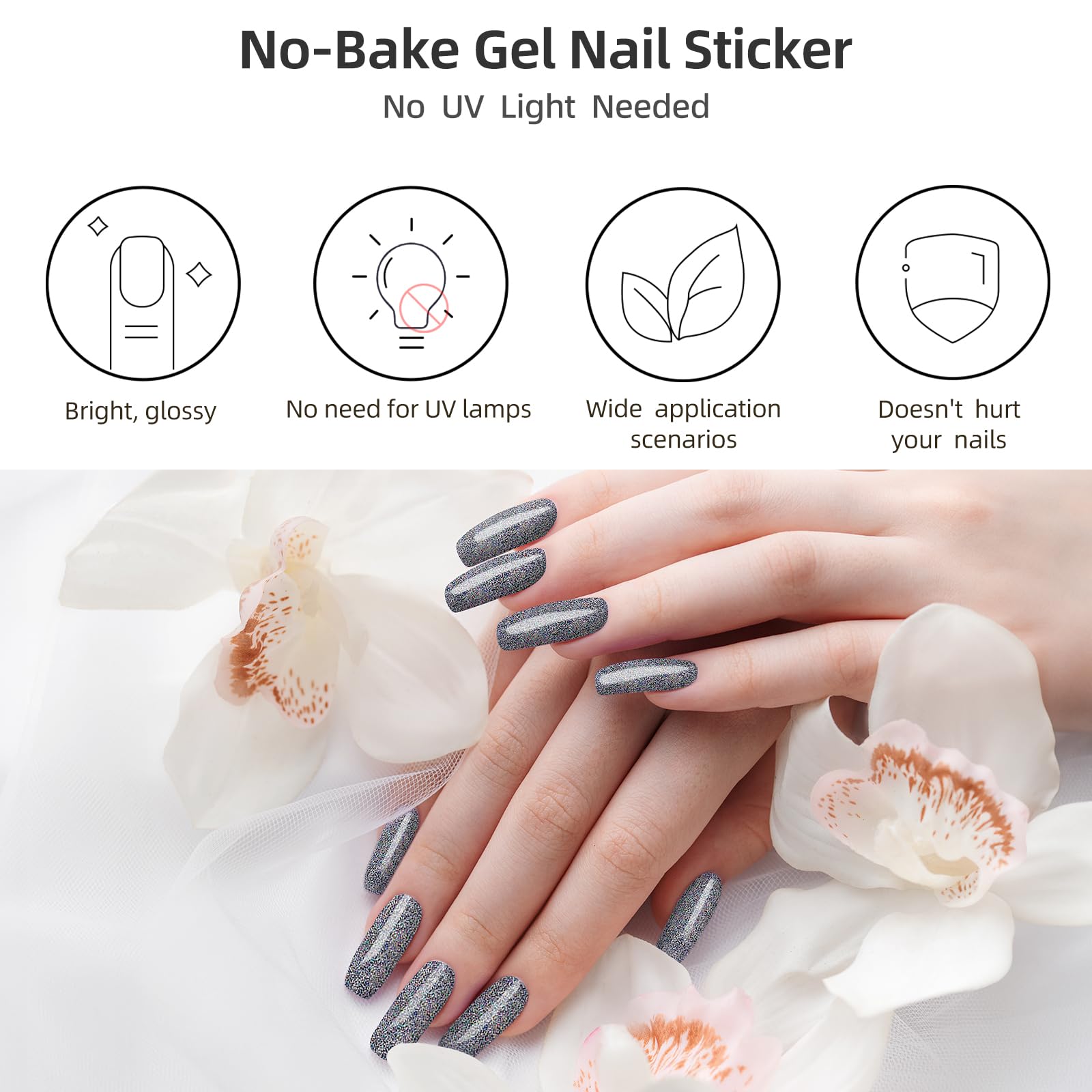 DUKASOU Semi-Cured Gel Nail Strips, 22 Pieces Real Nail Polish Stickers, Gel Nail Stickers, Decals - Image 3