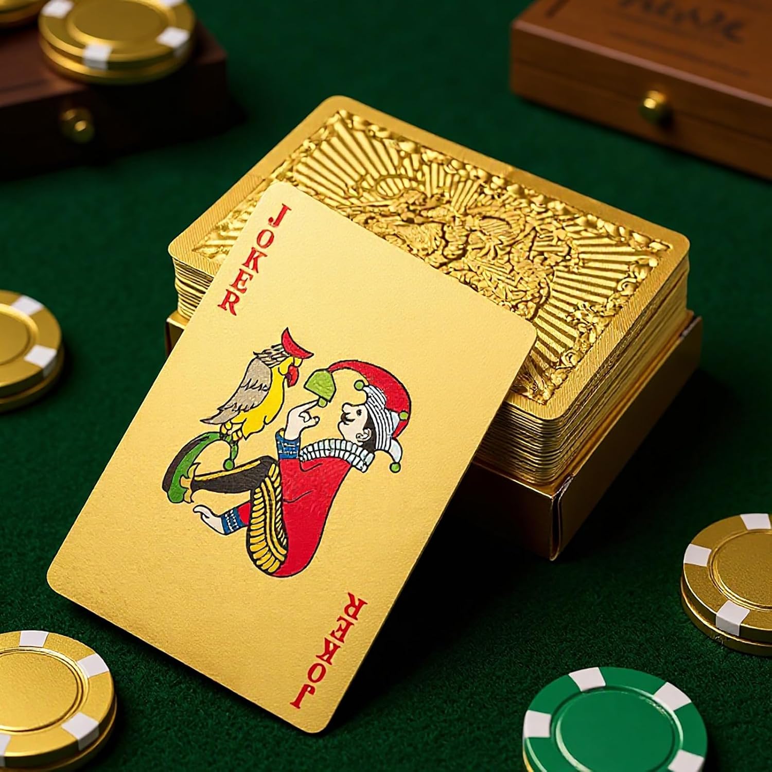 Gold Foil Playing Card Deck,Thick Paper Gold Themed Cards,Metallic Finish Decorative Game Deck, Luxury Table Cards,Classic Party Game Set