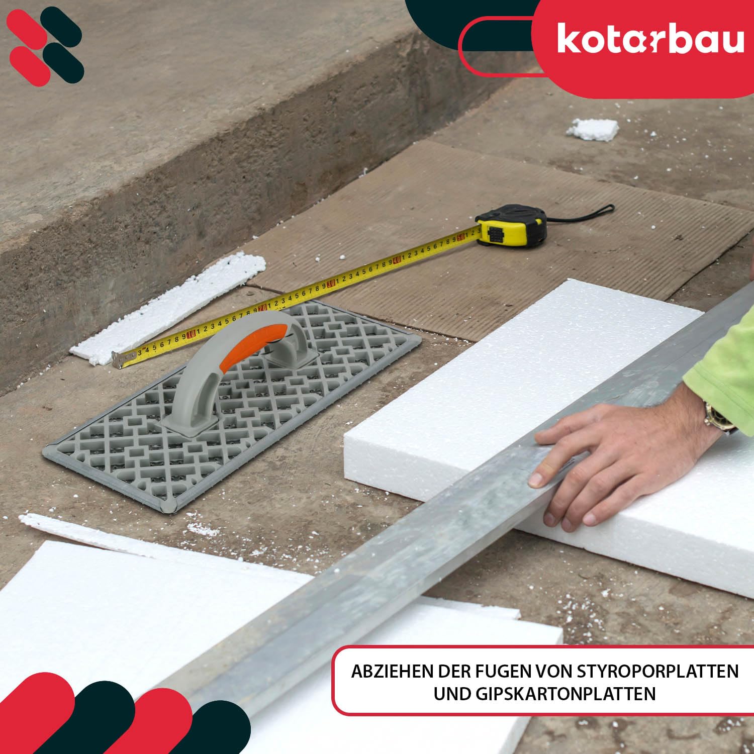 Frattazo Raspa per Levigare Polistirolo 375x155mm per Edifici
