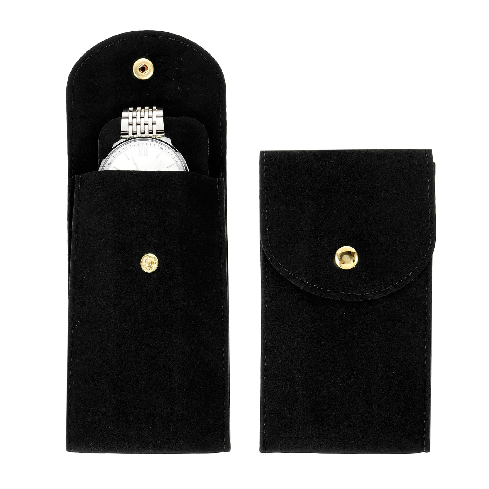 Rangement velours montre PATIKIL | Étui bijoux de voyage souple et portable noir