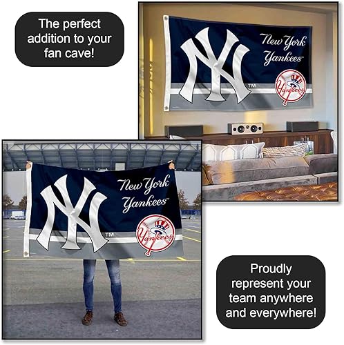 Miniatura 5 de WinCraft Bandera de NY Yankees Logo Insignia de 3 x 5 pies con ojal