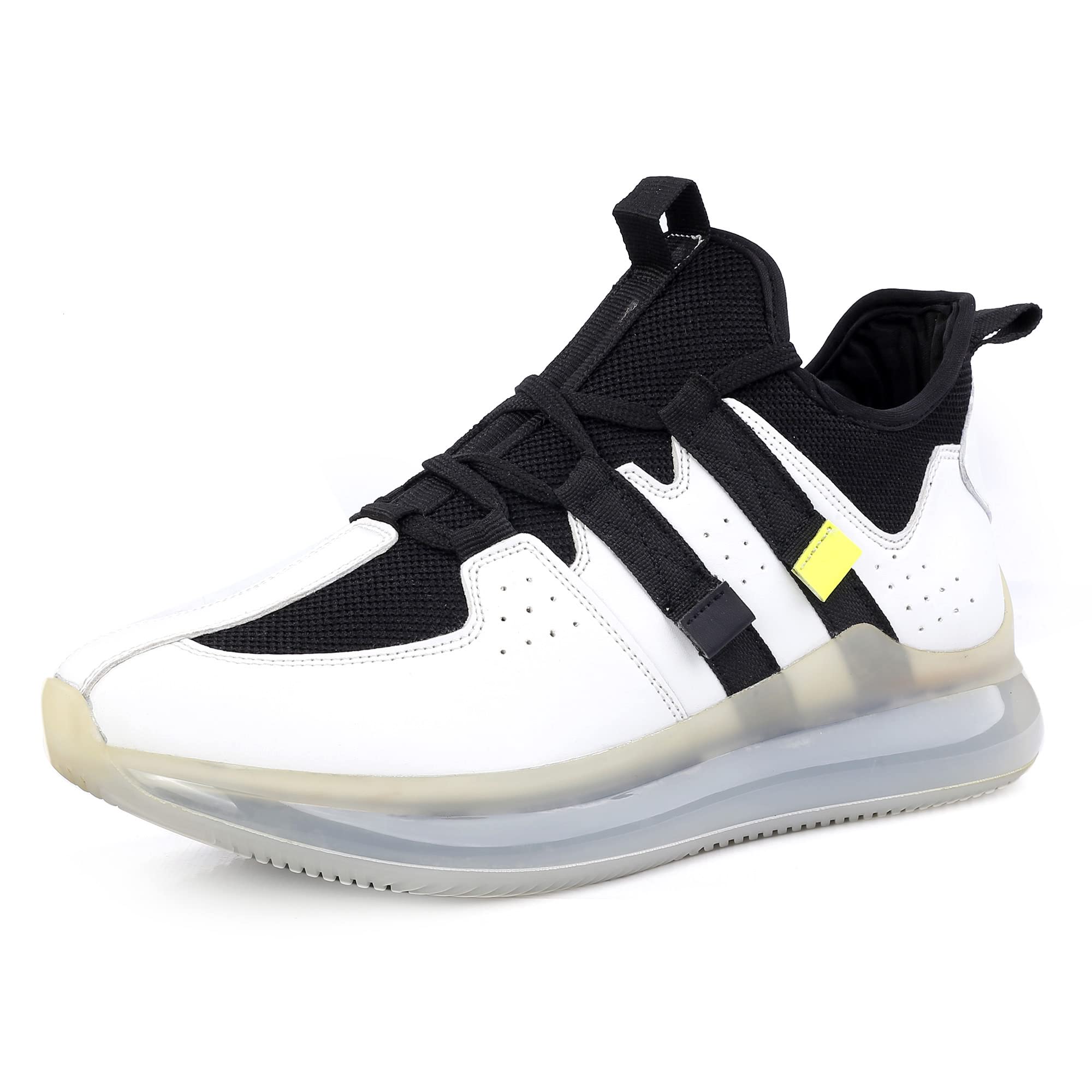 Bacca Bucci Men's Comfy Mid-Top Casual Chunky Streetwear Fashion Sneakers | Translucent White air Out-Sole | Model: Fantom