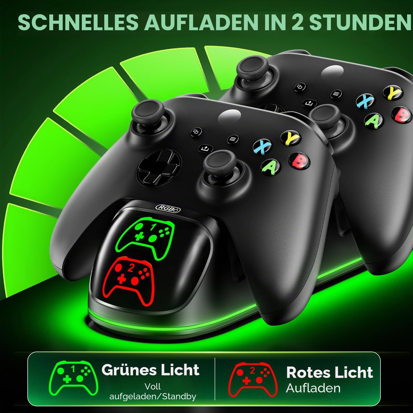 OIVO Xbox Controller Ladestation mit 2X 5580mWh Wiederaufladbaren Akku für Xbox One/Series X/S, Xbox Akku für Controller mit Ladestation