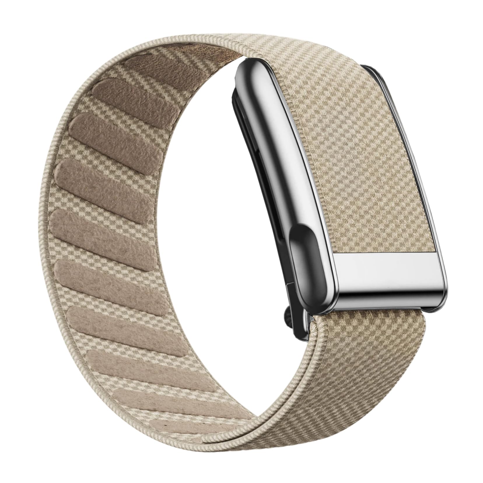 AR LABS SuperKnit Luxe WHOOP 5.0 Peak/One & MG Compatible Band | Premium Ultra-Soft Weave | Stainless Steel Precious Metal PVD Treated | Includes Hook, Clasp & Slider (Desert Sand & Silver)