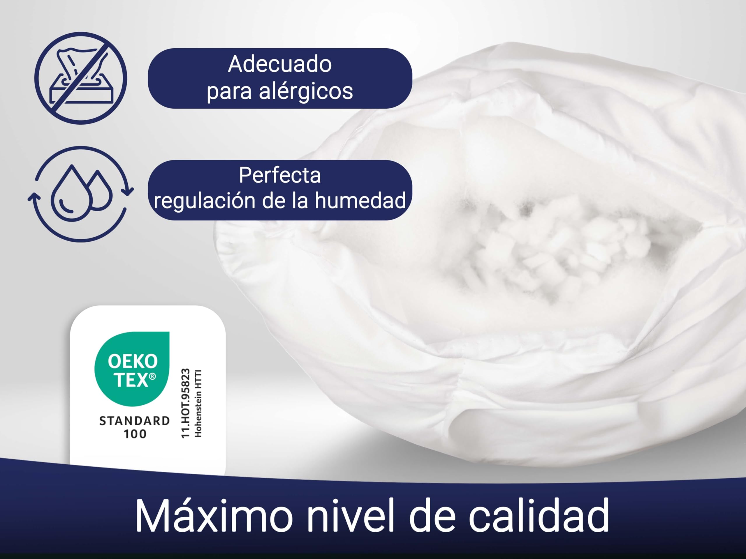ZOLLNER Almohada Deluxe: Almohada de 3 Zonas, Fabricada en Europa, poliéster, Lavable a 95 °C, 70 x 90 cm, Calidad de Hotel, certificación Oeko Tex®