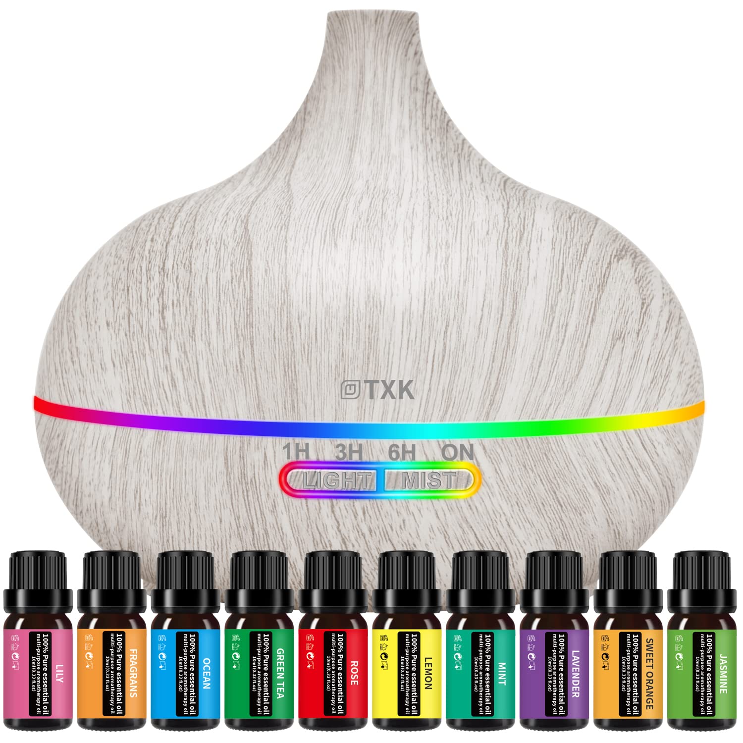 Essential Oil Diffuser Cool Mist Humidifiers with Oils, Silent Humidifier, Aromatherapy Diffusers,Waterless Auto-Off,7 Color Ambient Lights Purifier for Bedroom Office Home