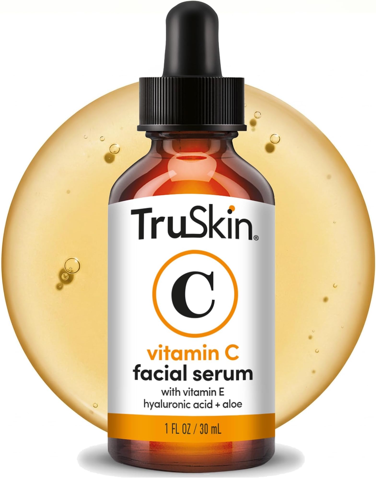 TruSkin Naturals Vitamin C Serum for Face, Topical Facial Serum with Hyaluronic Acid & Vitamin E, 1 oz.