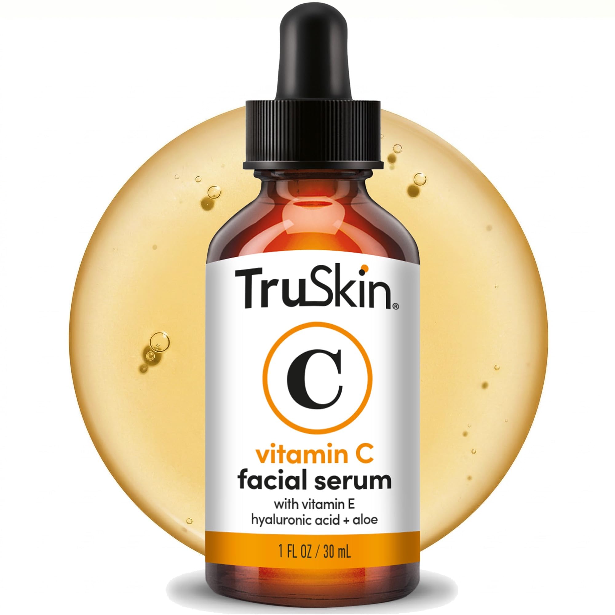 TruSkin Vitamin C Serum - Siero viso anti-​età alla vitamina C con acido ialuronico, vitamina E, aloe - Siero illuminante per macchie scure, contorno occhi, linee sottili e rughe, 30 ml