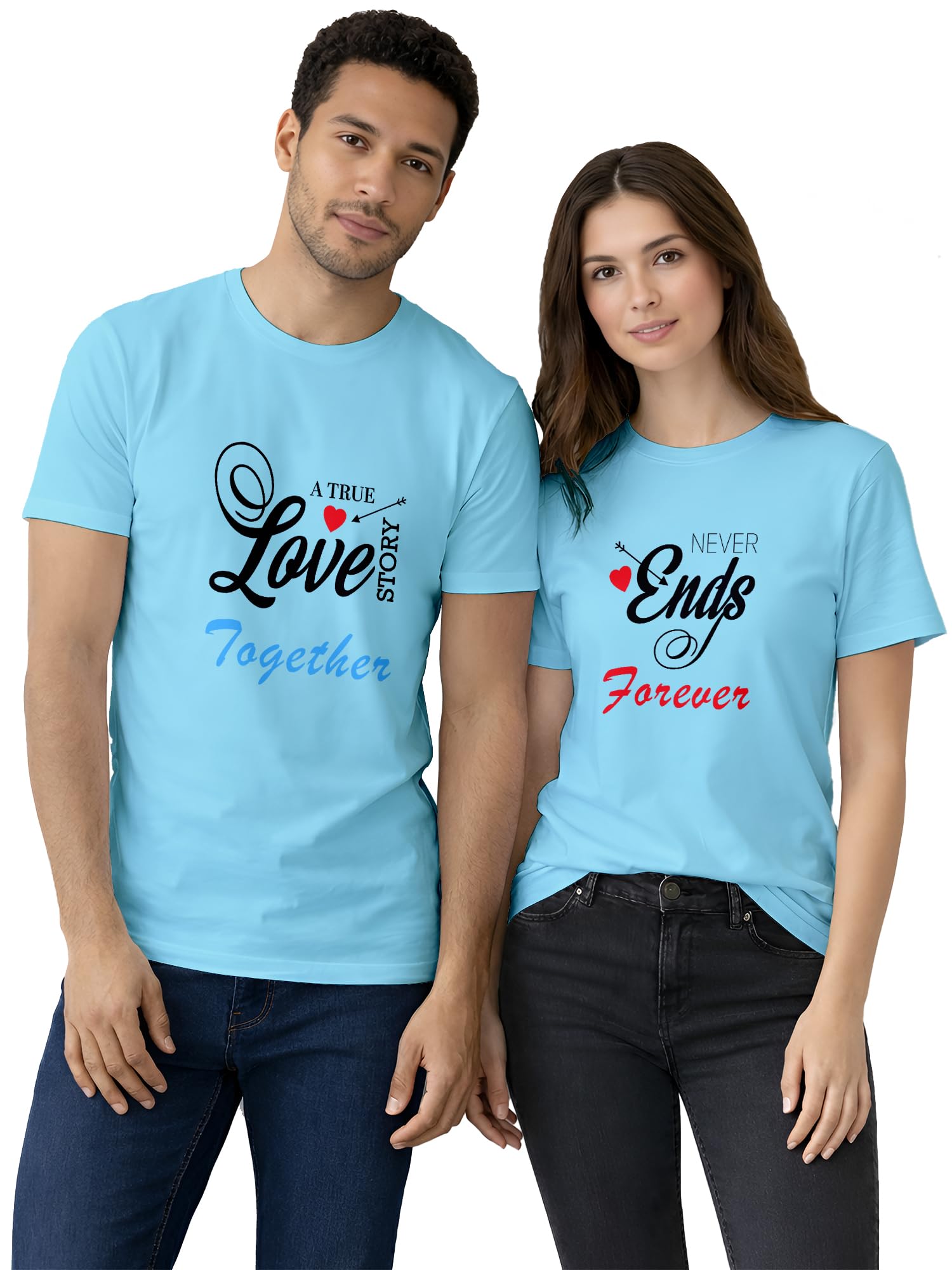 Couple Matching Customised T-Shirts for Men & Women Love Printed Cotton T-Shirt Set Together Forever Couple Wear for Couples-image-14