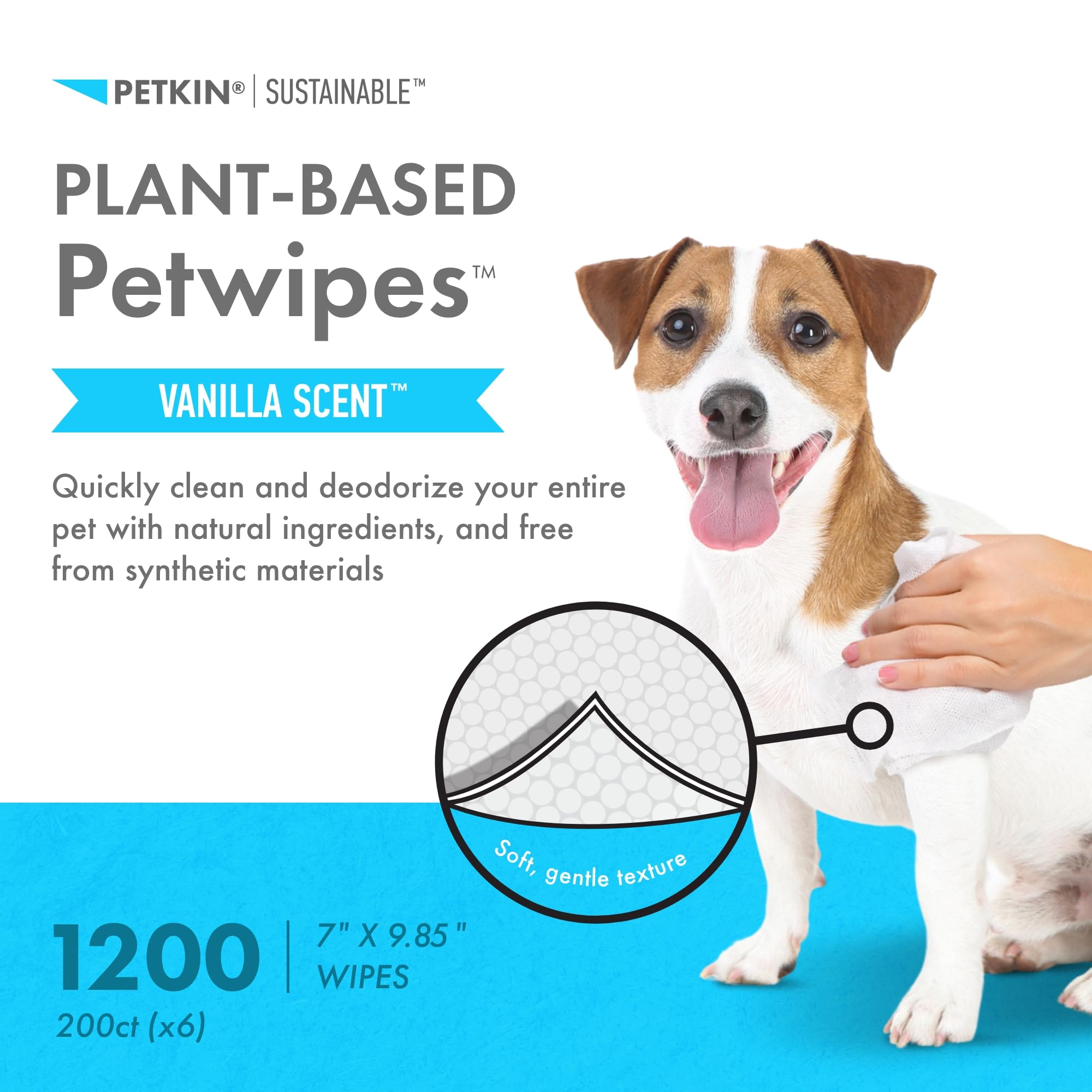 Petkin Toallitas para mascotas a base de plantas, 200 toallitas, 6 unidades, toallitas biológicas y sostenibles para mascotas para perros y gatos, para cara, patas, orejas, cuerpo y zona de los ojos,