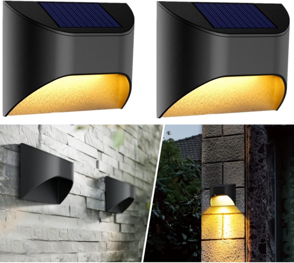 Solar Fence Lights -Deck & Step & Stair Lights - Warm White/Daylight/Cool White Options for Yard Garden Deck Stair Step Fences,Waterproof（2-Pack）