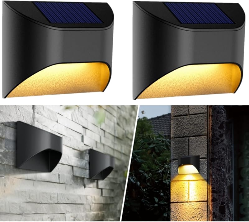 Solar Fence Lights -Deck & Step & Stair Lights - Warm White/Daylight/Cool White Options for Yard Garden Deck Stair Step Fences,Waterproof（2-Pack）