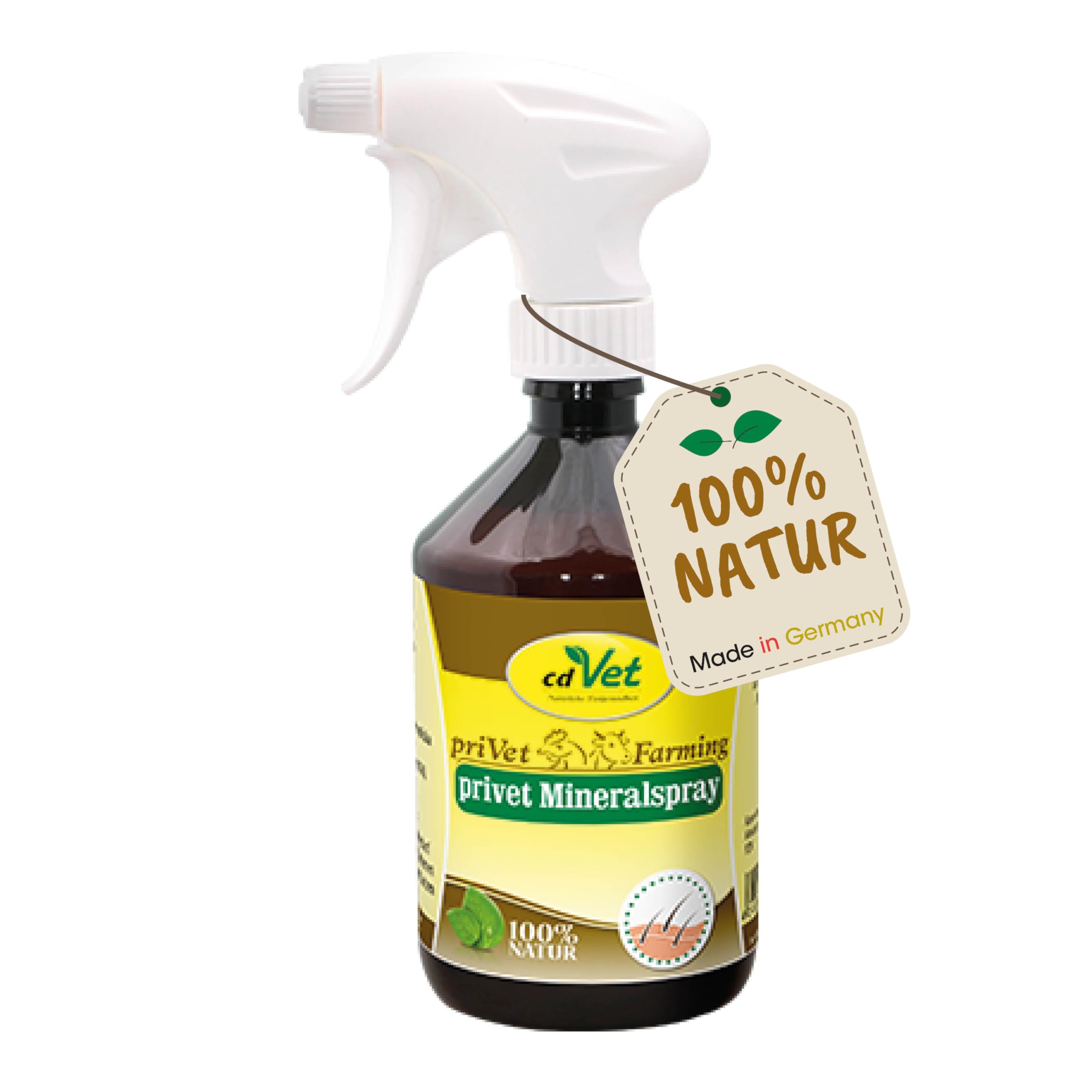 cdVet Naturprodukte privet Mineralspray 500 ml - Ziege, Schwein, Rind - Pflegemittel - juckende + schuppige + trockene Haut - glanzlosem Fell - Parasitenbefall - pflegt + beruhigt die Haut - Glanz -